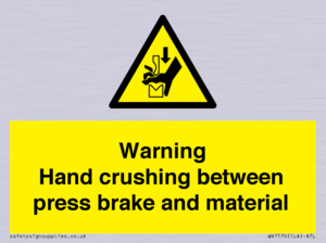WV7770: Warning Hand crushing between press brake and material