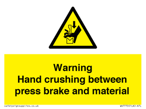 WV7770: Warning Hand crushing between press brake and material