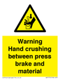 WV7770: Warning Hand crushing between press brake and material