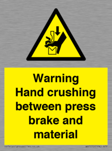 WV7770: Warning Hand crushing between press brake and material