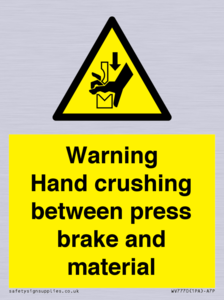 WV7770: Warning Hand crushing between press brake and material