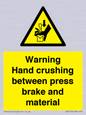 WV7770: Warning Hand crushing between press brake and material
