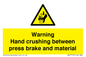 WV7770: Warning Hand crushing between press brake and material