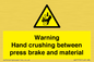WV7770: Warning Hand crushing between press brake and material