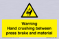 WV7770: Warning Hand crushing between press brake and material