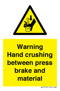 WV7770: Warning Hand crushing between press brake and material