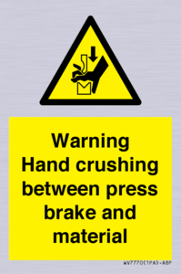 WV7770: Warning Hand crushing between press brake and material