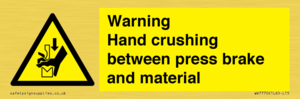 WV7770: Warning Hand crushing between press brake and material
