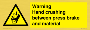 WV7770: Warning Hand crushing between press brake and material