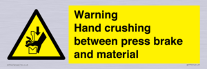 WV7770: Warning Hand crushing between press brake and material