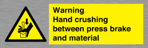 WV7770: Warning Hand crushing between press brake and material