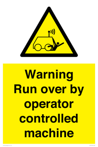 WV7773: Warning run over by operator controlled machine