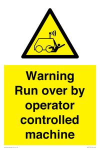 WV7773: Warning run over by operator controlled machine