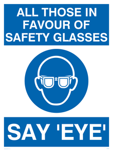 YP5149: Those in favour of safety glasses