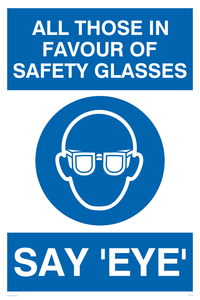YP5149: Those in favour of safety glasses
