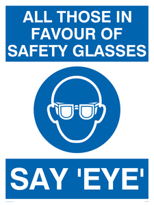 YP5149: Those in favour of safety glasses
