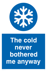 YV5614: The cold never bothered me anyway Funny Sign